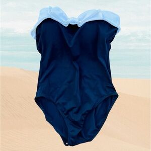 Vintage 1990s Y2K Black & White Retro Bow Swimsuit Newport News Sz 10 Cruise